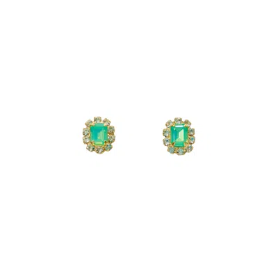 The Pink Reef Crystal Petite Stud Earrings In Green