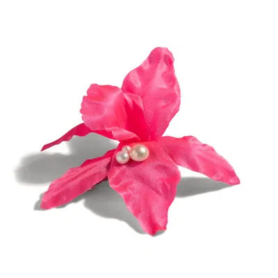 The Pink Reef Women's Pink / Purple Hot Pink Silk Orchid French Clip Hair Barrette