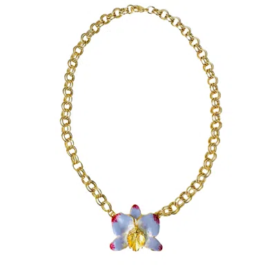 The Pink Reef Women's Pink / Purple Lavender French Orchid Necklace In Gold