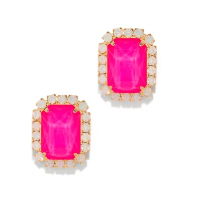 The Pink Reef Women's Pink / Purple  Gem Stud In Hot Pink