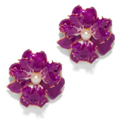 The Pink Reef Women's Pink / Purple  Lace Earring In Orchid Purple