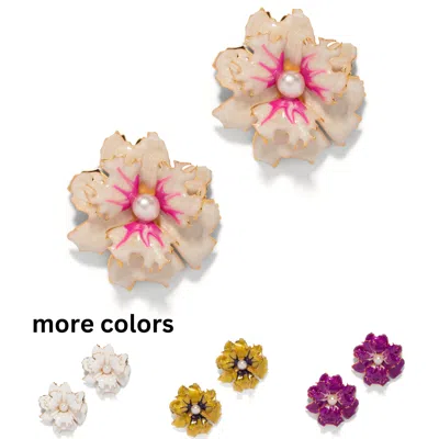 The Pink Reef Women's Pink / Purple  Lace Floral Earring In Tropic