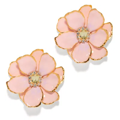 The Pink Reef Women's Pink / Purple  Large Jewel Box Floral Earrings In Pink