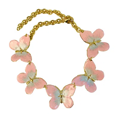 The Pink Reef Women's Pink / Purple  Oversized Butterfly Necklace In Pink In Multi