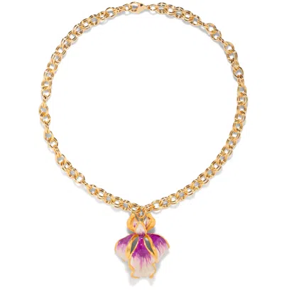 The Pink Reef Women's Pink / Purple  Single Sculpted Iris Necklace In Tropic