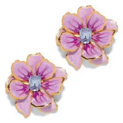 The Pink Reef Women's Pink / Purple  Small Double Florals In Mauve Pearl