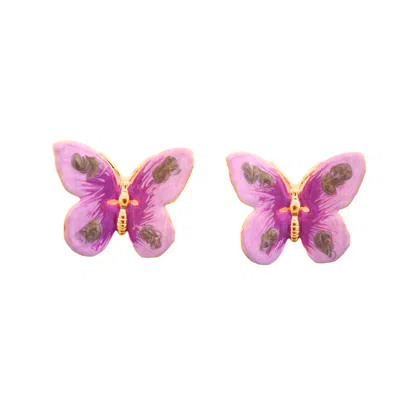 The Pink Reef Women's Pink / Purple  Small Glassine Butterfly In Mauve In Gray