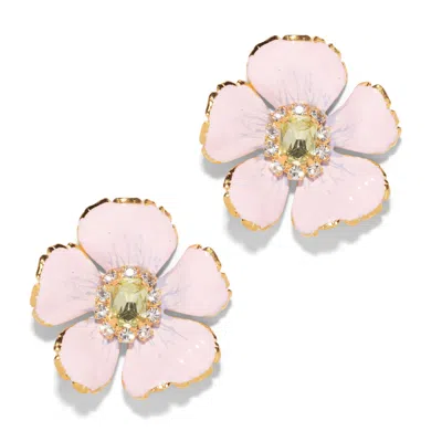 The Pink Reef Women's Pink / Purple  Small Hand Painted Floral In Pink