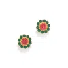 The Pink Reef Women's Pink / Purple  Tiny Georgian Stud In Indian Pink & Emerald In Neutral