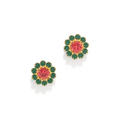The Pink Reef Women's Pink / Purple  Tiny Georgian Stud In Indian Pink & Emerald In Neutral