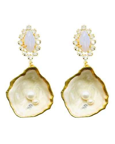 The Pink Reef Women's Pink / Purple / White  Jewel Oyster In Blue Agate