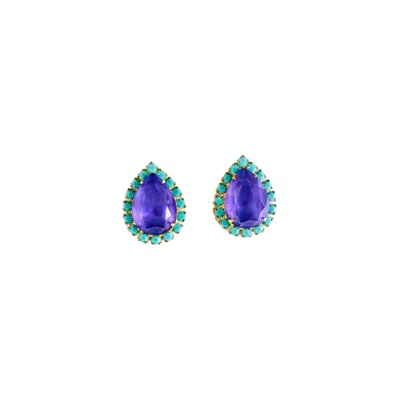 The Pink Reef Women's Purple Pear Stud In Violet In Multi