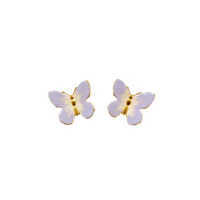 The Pink Reef Women's Purple Small Glassine Butterfly In Lavender & Pearl