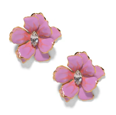 The Pink Reef Women's Purple  Small Double Florals In Peony In Brown