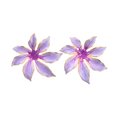 The Pink Reef Women's Purple Tropic Earring In Mauve In Pattern