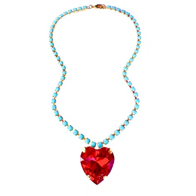 The Pink Reef Women's Red Heart Of The Ocean Necklace In Ruby In Blue