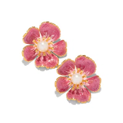 The Pink Reef Women's Red Small Hand Painted Floral In Dusty Rose In Pink