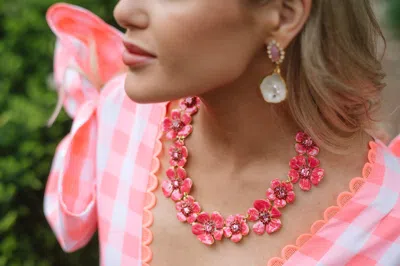 The Pink Reef Women's Red  Flora Necklace In Pink Ruby