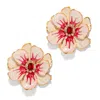 The Pink Reef Women's Red  Large Jewel Box Floral Earrings In Hibiscus In Pink