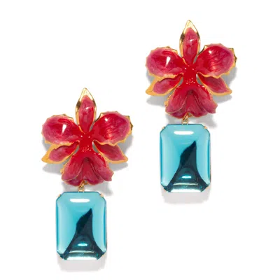 The Pink Reef Women's Red  Vanilla Orchid Jeweled Drop Earring