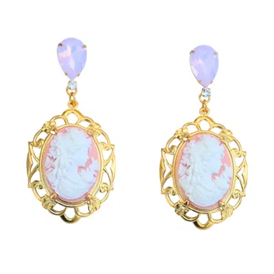 The Pink Reef Women's  Deco Vintage Cameo Earrings