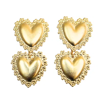 The Pink Reef Women's  Double Golden Valentine Heart