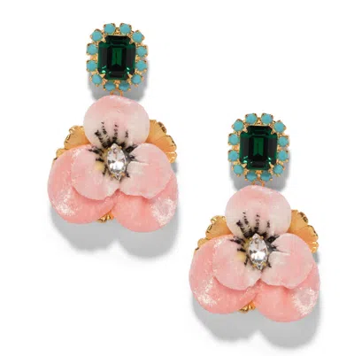 The Pink Reef Women's  Emerald Light Pink Pansy Earring