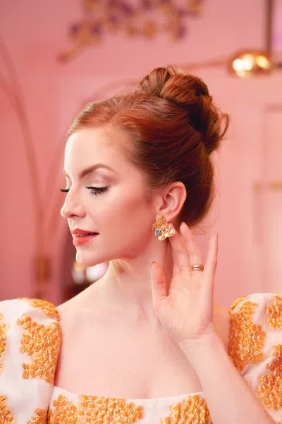 The Pink Reef Women's  Filagree Butterfly Stud In Rainbow In Multi