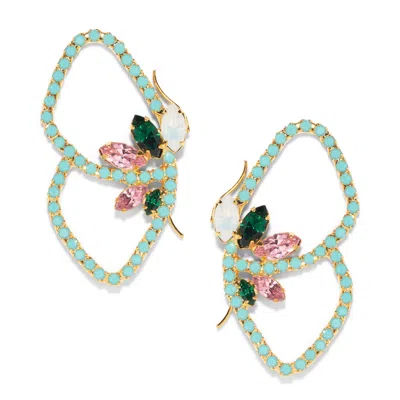 The Pink Reef Women's  Flight Rhinestone Earrings / Blue In Multi