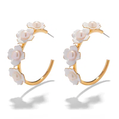 The Pink Reef Women's  Floral White Hoop