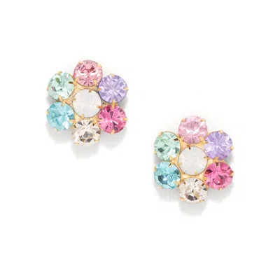 The Pink Reef Women's  Handcrafted Floral Gem Stud In Rainbow