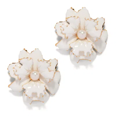 The Pink Reef Women's  Lace Earring In White