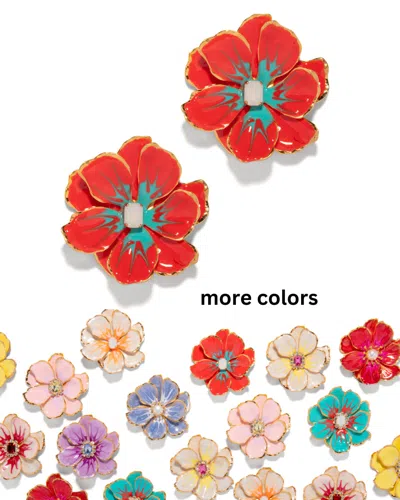The Pink Reef Women's  Large Jewel Box Floral Earrings In Red Coral