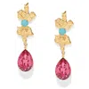 The Pink Reef Women's  Opera Earring In Pink Crystal In Gold