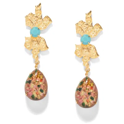 The Pink Reef Women's  Opera Earring In Pink Opal In Gold