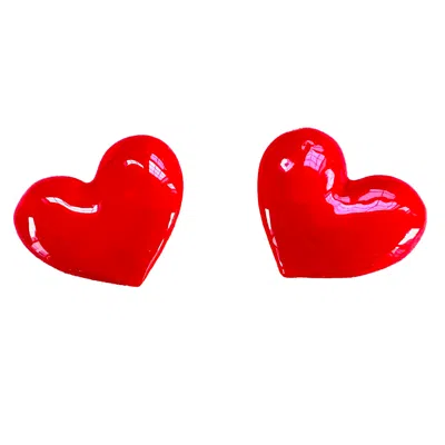 The Pink Reef Women's  Oversized Puff Heart Stud In Red