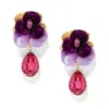 The Pink Reef Women's  Pink Crystal Pansy Earring In Gold