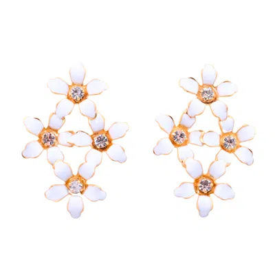 The Pink Reef Women's  Quad Floral Stud In White