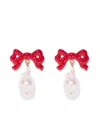 The Pink Reef Women's  Red Bow & Baroque Pearl Earring In Red