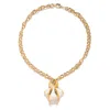 The Pink Reef Women's  Single Sculpted Iris Necklace In White Pearl