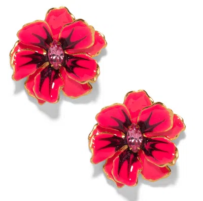 The Pink Reef Women's  Small Double Florals In Neon Pink In Red