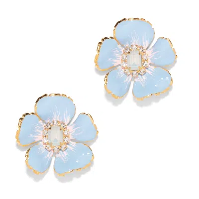 The Pink Reef Women's  Small Hand Painted Floral In Light Blue White Opal