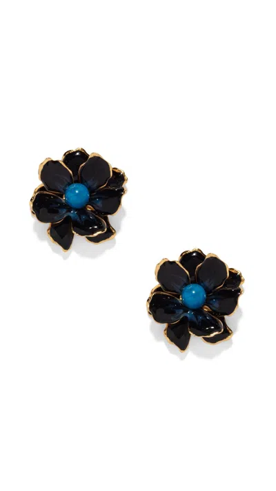 The Pink Reef Small Handpainted Jewel Box Flower Earrings In Multi