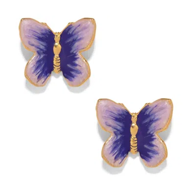 The Pink Reef Women's  Small Purple Glassine Butterfly In Blue