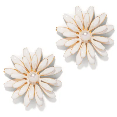 The Pink Reef Women's  Sunflower Earring In White