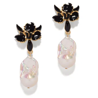 The Pink Reef Women's  Tiny Black Orchid With Baroque Pearl