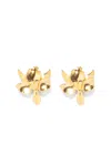 The Pink Reef Women's  Tiny Golden Orchid Earring