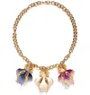 The Pink Reef Women's  Triple Sculpted Iris Necklace In Metallic