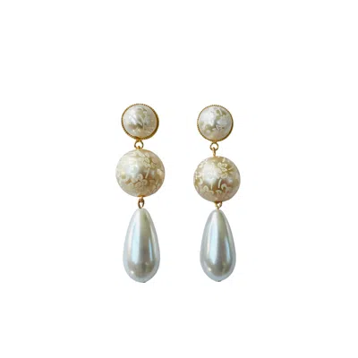 The Pink Reef Women's White Botanica Pearl Triple Drop In Gold