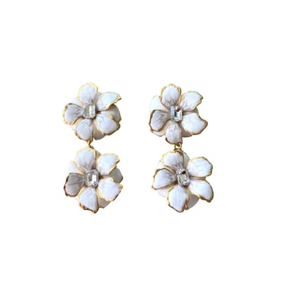 The Pink Reef Women's White Bride Double Floral Drop In Orange